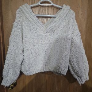 POL Cream V-Neck Knit Sweater
